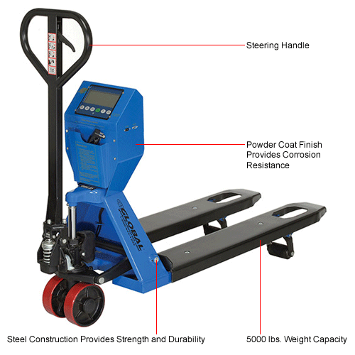 Global Industrial™ Low Profile Pallet Jack Scale Truck, 22"W x 48"L Forks, 5000 Lb. Capacity