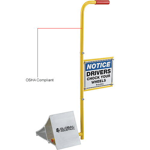 Global Industrial&#8482; Aluminum Wheel Chock with Safety Sign & Handle