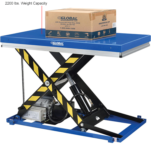 Global Industrial&#8482; Power Scissor Lift Table - Hand & Foot Control 48 x 36 2200 Lb. Capacity