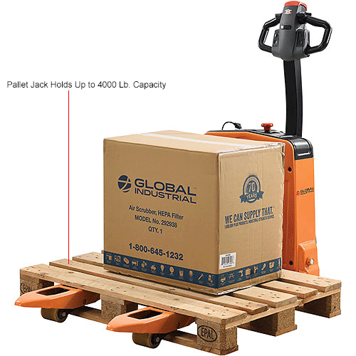 Global Industrial™ SelfPropelled Electric Pallet Jack Truck, 4000 Lb. Cap. 989069
