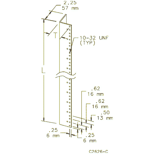 Hoffman A72RP30F6, Rack Angles, 24 In. Tapped (2), Fits 72.06X30.06, 31.5In