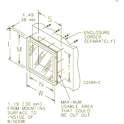 Hoffman APWK2016H, Hinged Window Kit, 18.28x14.28, 20.00x16.00x1.49, Steel/Gray