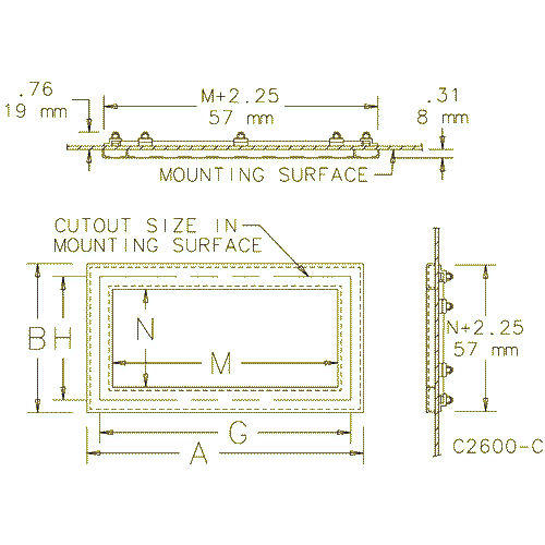 Hoffman APWK175NF, Window Kit, 17.00x5.50, 19.50x8.00x.31, Steel/Gray