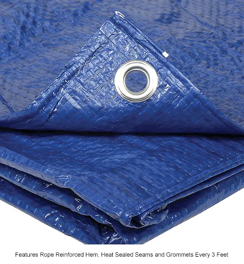 Hygrade 50'L X 100'W Poly Tarp, Blue 5 Mil - MT-50100