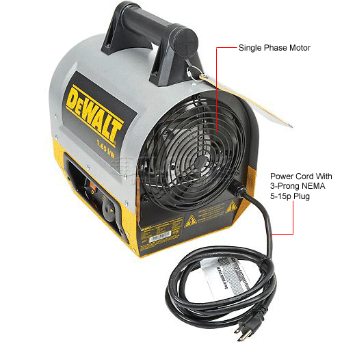 DeWALT® Portable Forced Air Electric Heater DXH165, 1650 Watt