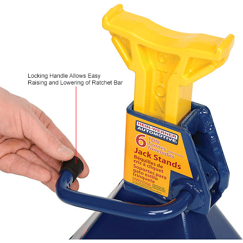 6 Ton Capacity Hein-Werner HW93506 Blue/Yellow Jack Stands Set of 2 