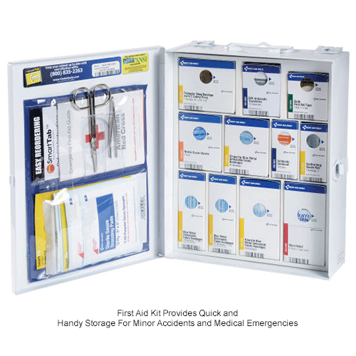 First Aid Only 1350-FAE-010 Metal First Aid Kit, Metal Detectable, 25 Person
