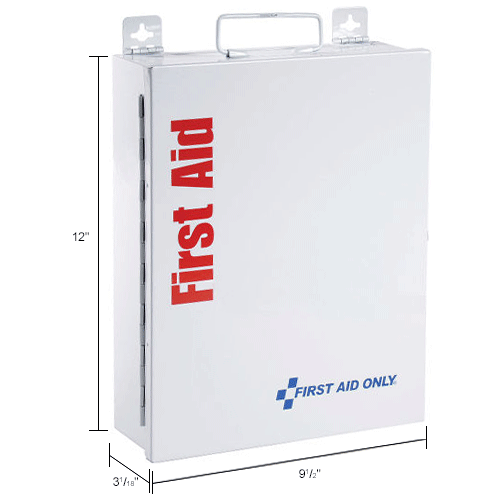 First Aid Only 1350-FAE-010 Metal First Aid Kit, Metal Detectable, 25 Person