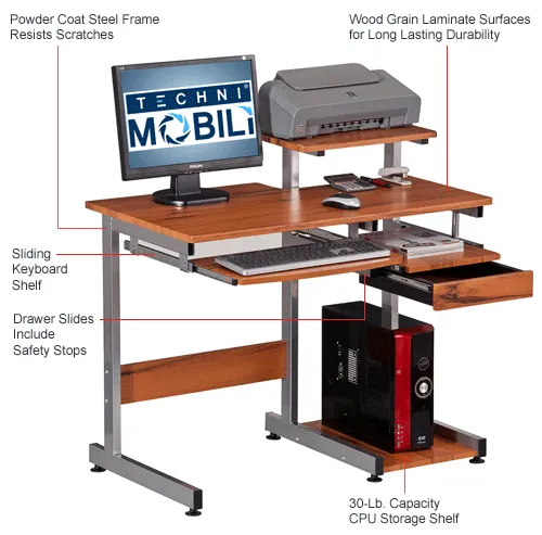 Techni Mobili Complete Computer Workstation Desk, 37-3/4
