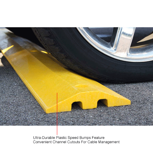 Yellow Speed Bump with Cable Protection & Hardware 120" Long