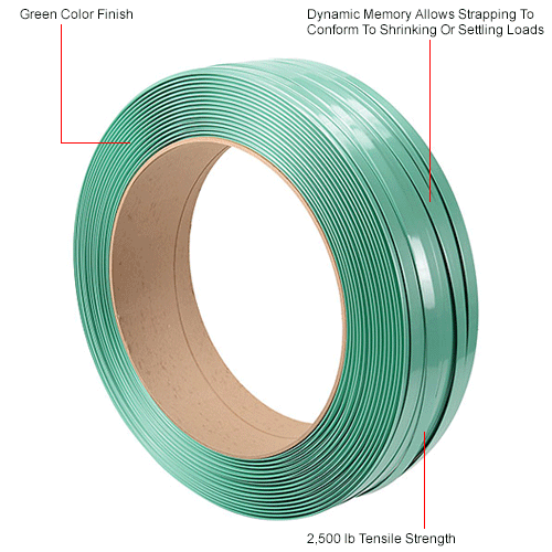 Polyester Strapping 3/4" x .050" x 2,400' Green 16" x 6" Core