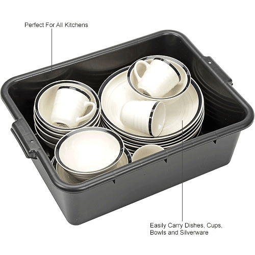 Winco PL7K Dish Box, Black, 211/2"D x 153/4"W x 71/4"H, NSF