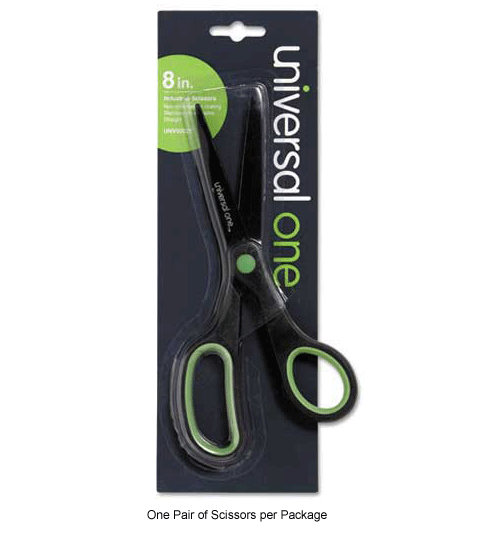  Universal One Industrial Scissors, 8" Length, Straight, Black Carbon Coated Blades, Black/Blue
																			