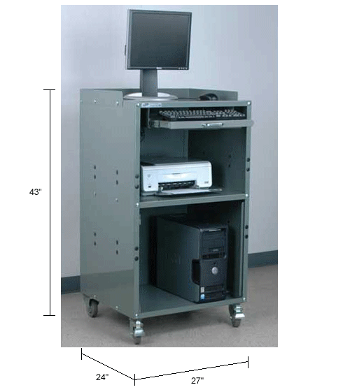 Stackbin Mobile Computer (Open Bottom), 27"W x 24"D x 43"H