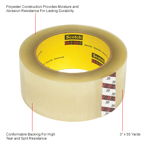 3M® Scotch® 355 Carton Sealing Tape 2" x 55 Yds. 3.5 Mil Clear Pkg Qty 36