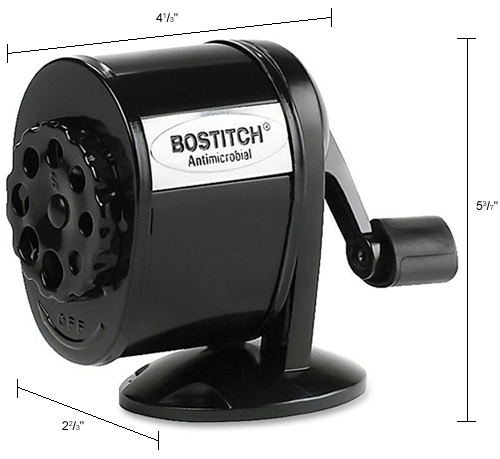 Bostitch® Manual Pencil Sharpener, 8-Hole, 2-1/2"x5-1/2"x4-1/4", Black
																			