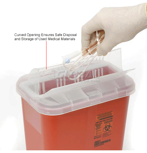 Covidien 2Gallon Biohazard Sharps Container with HorizontalDrop