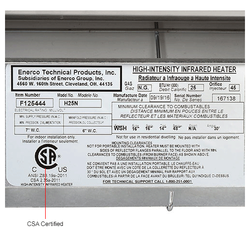Heatstar Natural Gas Garage Shop Heater HS25N - 25,000 BTU Millivolt