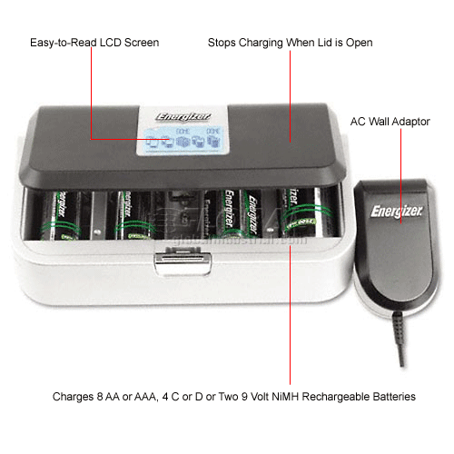 Family Battery Charger, Multiple Battery Sizes