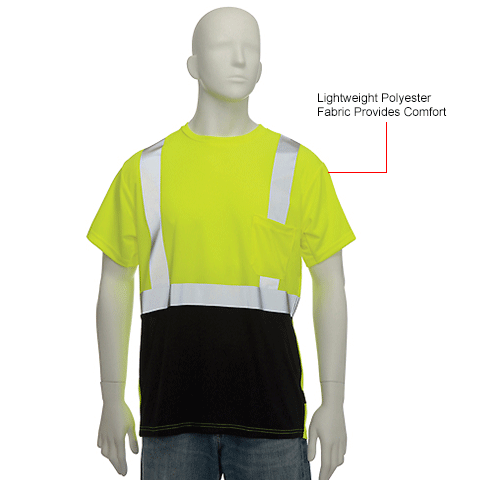 OccuNomix Class 2 Classic Black Bottom T-Shirt with Pocket, Yellow, XL