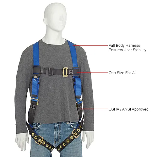 FallTech® 7016 Contractor 1-D Full Body Harness, 1 Back D-ring
