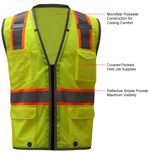 GSS Safety 1701, Class 2 Heavy Duty Safety Vest, Lime, XL
																			