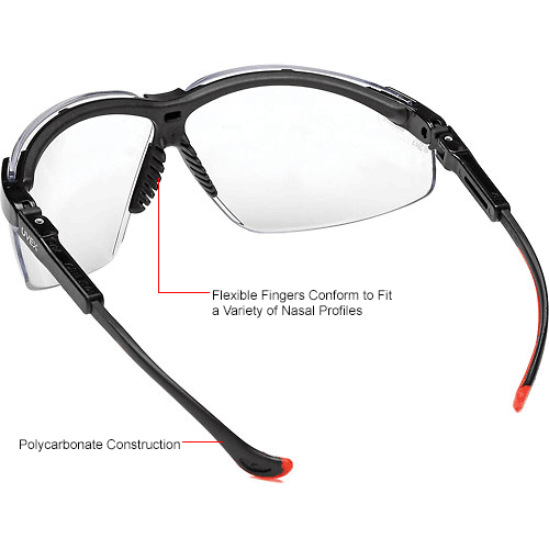 Uvex® S3201HS Genesis XC Safety Glasses, Black Frame, Clear HS Lens
																			