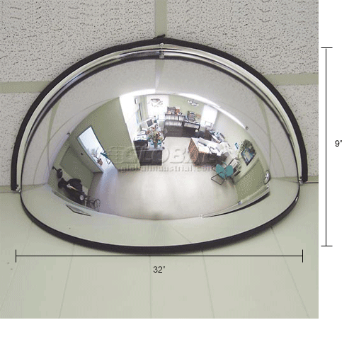 Half Dome Panoramic Acrylic Mirror, Indoor, 32" Dia., 180° Viewing