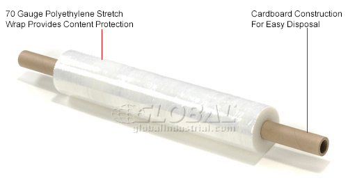 Extended Core Stretch Wrap - 20"X1000' - 70 Gauge, Cast