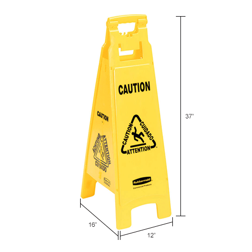 Rubbermaid Floor Sign 6114 - Caution - Multi-Lingual - 37"H