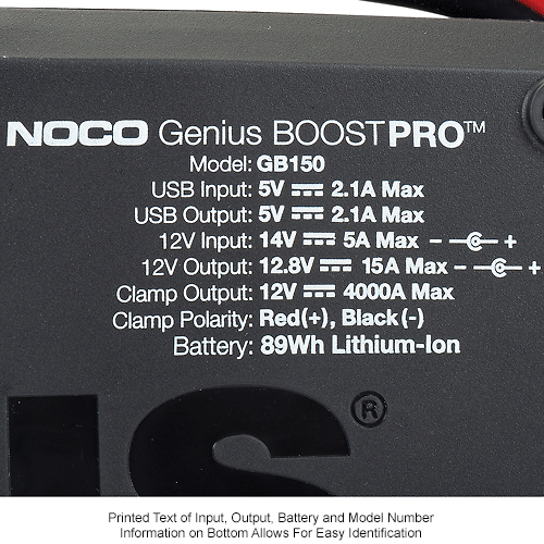 NOCO Genius Boost PRO 4000 Amp UltraSafe Lithium Jump Starter - GB150
																			