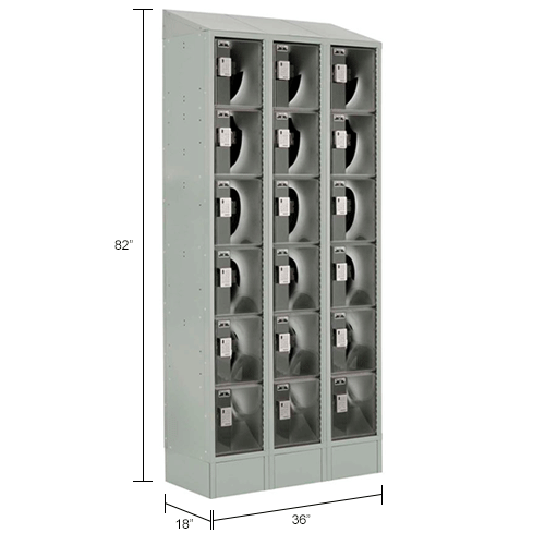 Digilock® LockUp 6Tier 18 Door Clear View Locker w/Keypad, 12"Wx18