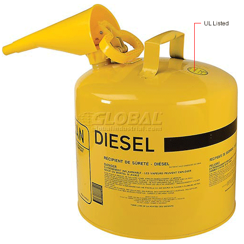 Eagle Type I Safety Can - 5 Gallon with Funnel - Yellow, UI-50-FSY