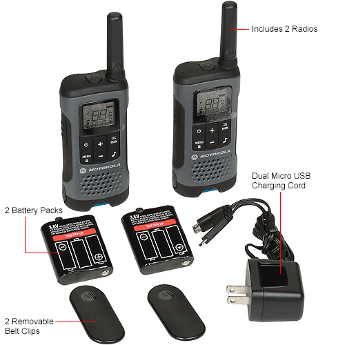 Motorola Talkabout® T200 Rechargeable TwoWay Radios,Gray 2 Pack