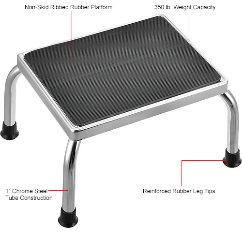 Global® Medical Step Stool with Handrail, Non-Skid Rubber Footstool Platform
																			