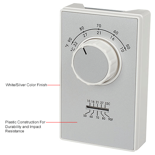 single pole Wall Mount Thermostat Tpi Series ET9SRTS Line Voltage 