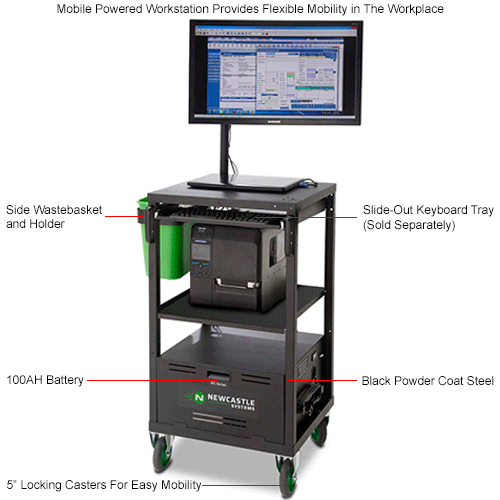 Newcastle Systems EC Series EcoCart Mobile Powered Laptop Cart with