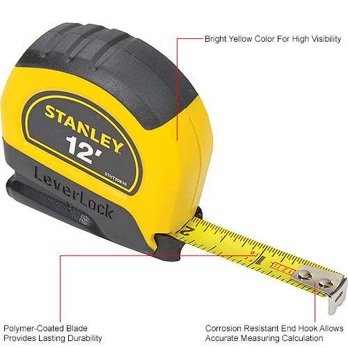 Stanley® Leverlock® STHT30810 Tape Rule 1/2" X 12' Tape Measure