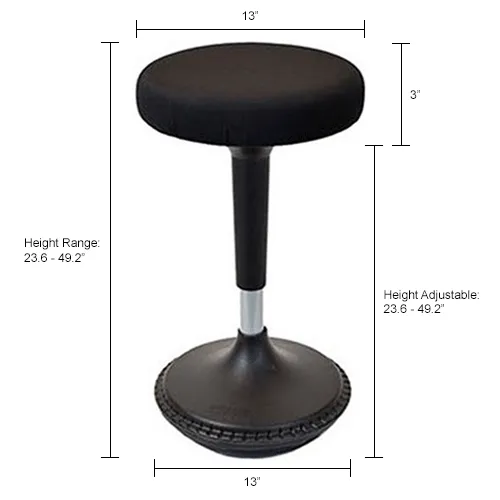 Uncaged Ergonomics Adjustable Height Wobble Stool Swivel Chair Black