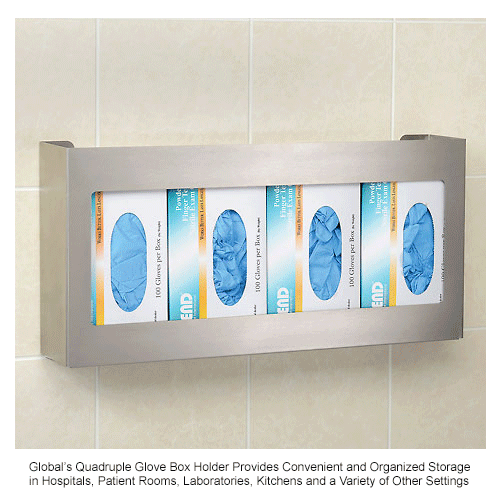 Global Industrial™ Quadruple Stainless Steel Glove Box Holder, 21"W x 3