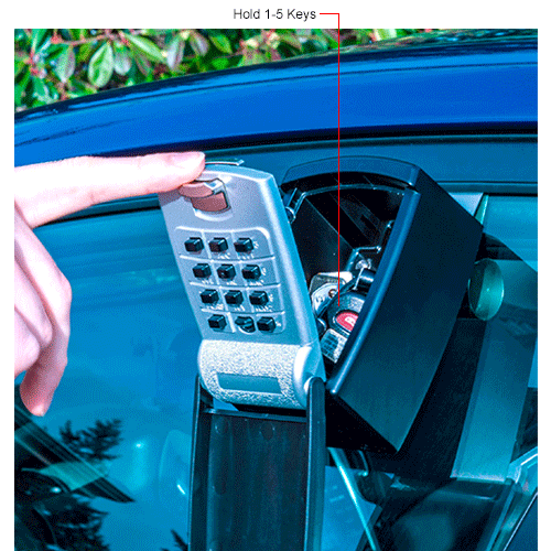 FJM Security KeyGuard Key Storage Lock Box, Keypad Lock, Car or Window Mount, Holds 15 Keys