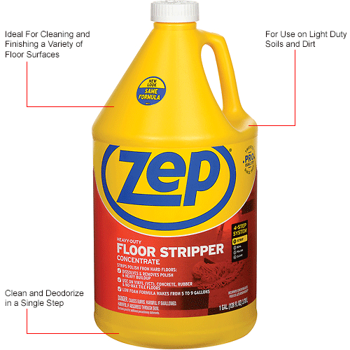 Zep® HeavyDuty Floor Stripper Concentrate, Gallon Bottle, 4 Bottles