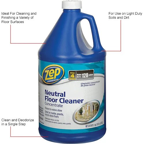 Zep® Neutral Floor Cleaner Concentrate, Gallon Bottle, 4 Bottles