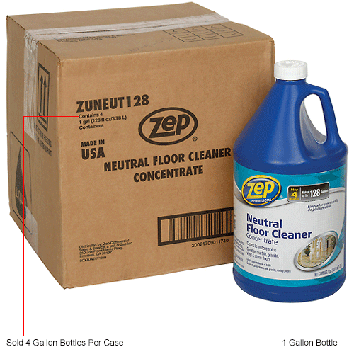 Zep® Neutral Floor Cleaner Concentrate, Gallon Bottle, 4 Bottles