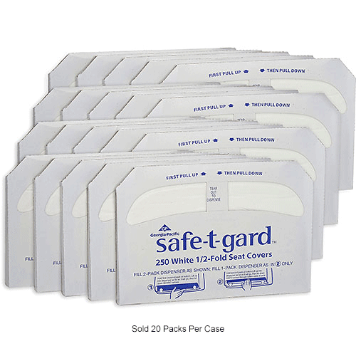 GP Safe-T-Gard White 1/2 Fold Toilet Seat Covers, 250 Covers/Pack, 20 Packs/Case
																			