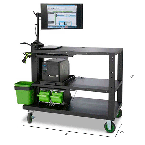 Newcastle Systems PC Series Mobile Powered Workstation, 54"W x 26"D
