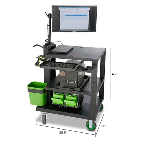 Newcastle Systems PC Series Mobile Powered Workstation, 35.5"W x 26"D
