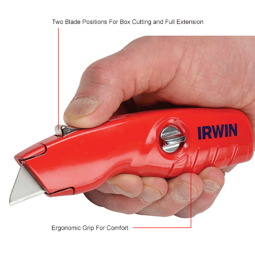 Irwin 2088600 SelfRetracting Safety Utility Knife with Ergonomic No