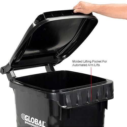 Otto Mobile Trash Container, 35 Gallon Black - 3956060F-BS8
																			