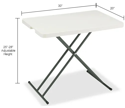 Interion® Adjustable Height Plastic Folding Table, 20